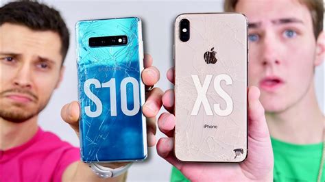 Samsung Galaxy S10 Plus vs iPhone XS Max DROP Test!